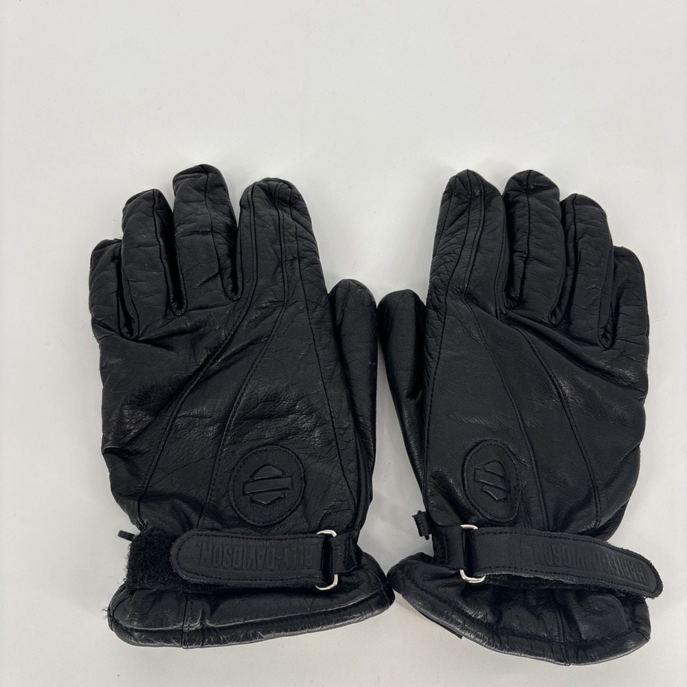 Genuine Harley Davidson Black Leather With Gore-Tex Riding Gloves Mens Small